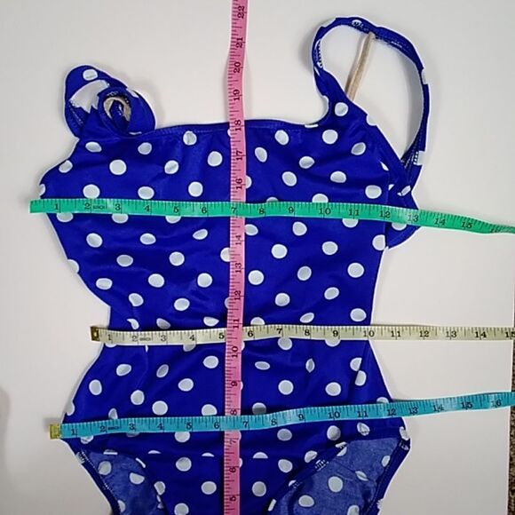 VINTAGE LE GOVE TM POLKA BLUE WHITE MACE IN U.S.A WOMEN SWEMWEAR SIZE 4 - Picture 9 of 11